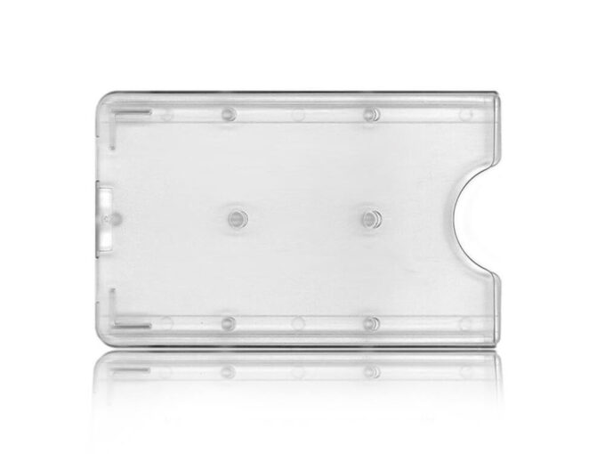 Rigid transparent card holder front side