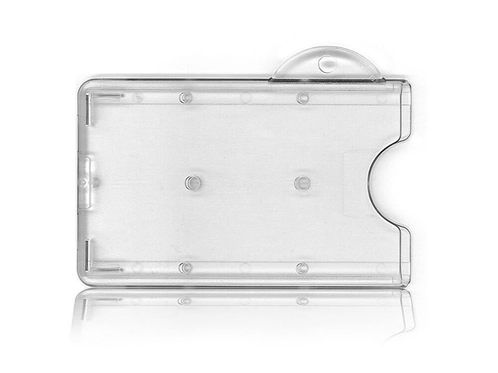 Lot de 10 porte-clés porte-carte transparent avec oreille 90 x 55 mm