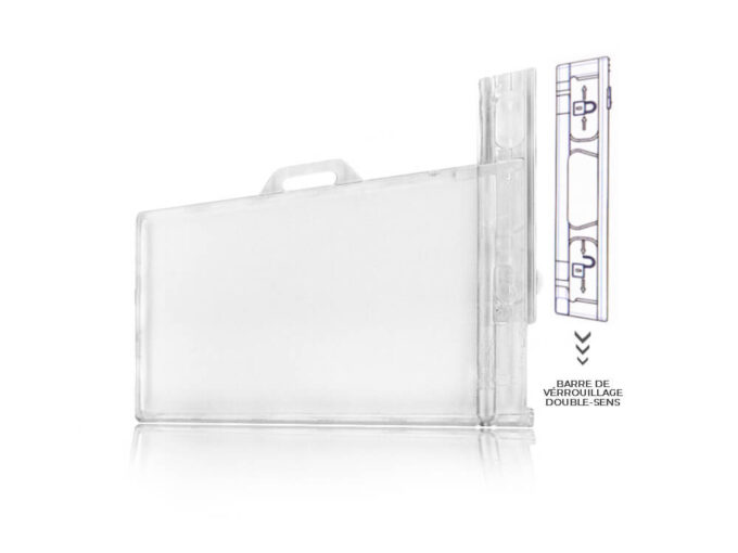 Rigid transparent security badge holder with locking system sense 1