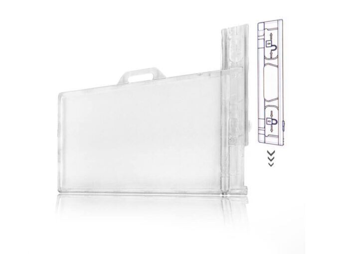 Rigid transparent security badge holder with definitive locking system 2