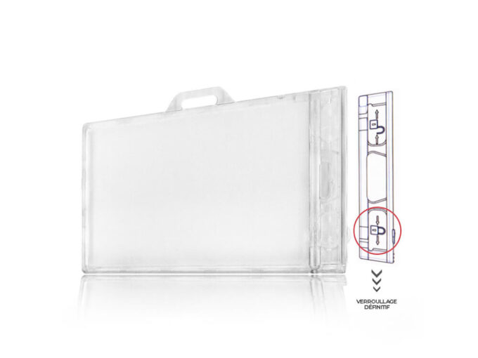 Rigid transparent security badge holder with definitive locking system 2