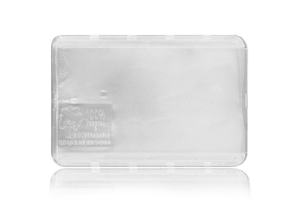 Porte Carte Rigide Transparent Ecoresponsable - 100% Végétal et  Biodégradable - Base maïs (Fabriqué en France) Etui Porte Carte Bancaire,  Carte de Visite, Navigo, Wallet pour Homme / Femme GARANTIE : :  Mode